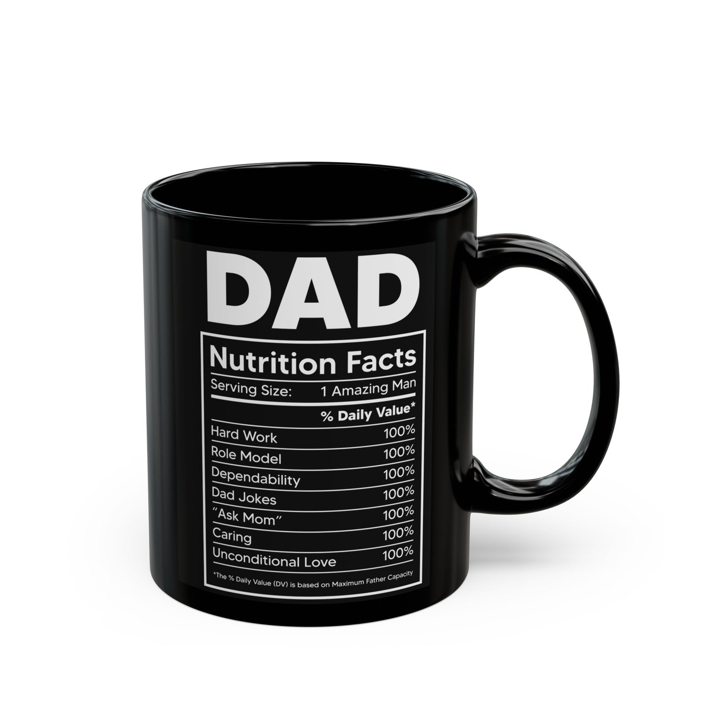 Dad Nutrition Facts Black Mug (11oz, 15oz)