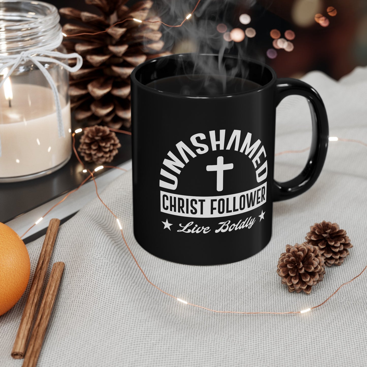 Unashamed Christ Follower Black Mug (11oz, 15oz)