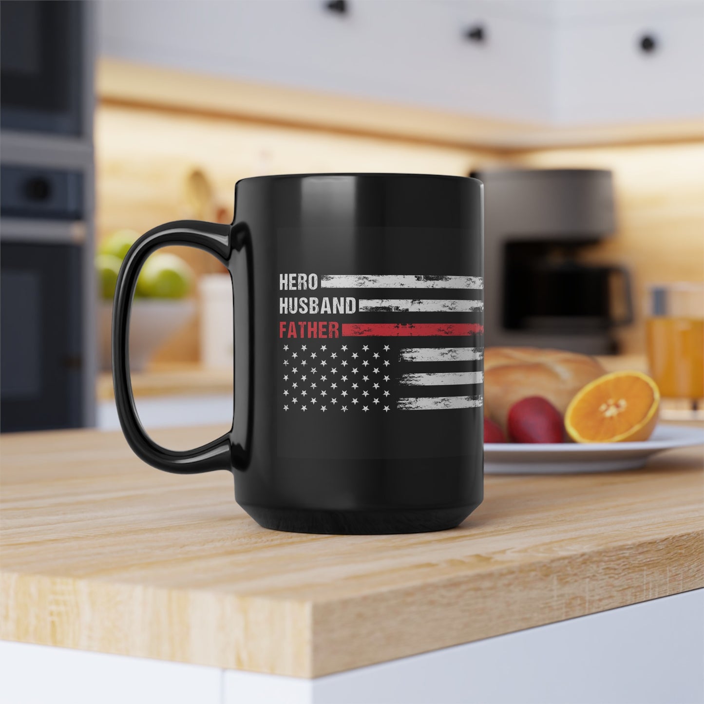 Hero Husband Father Black Mug (11oz, 15oz)