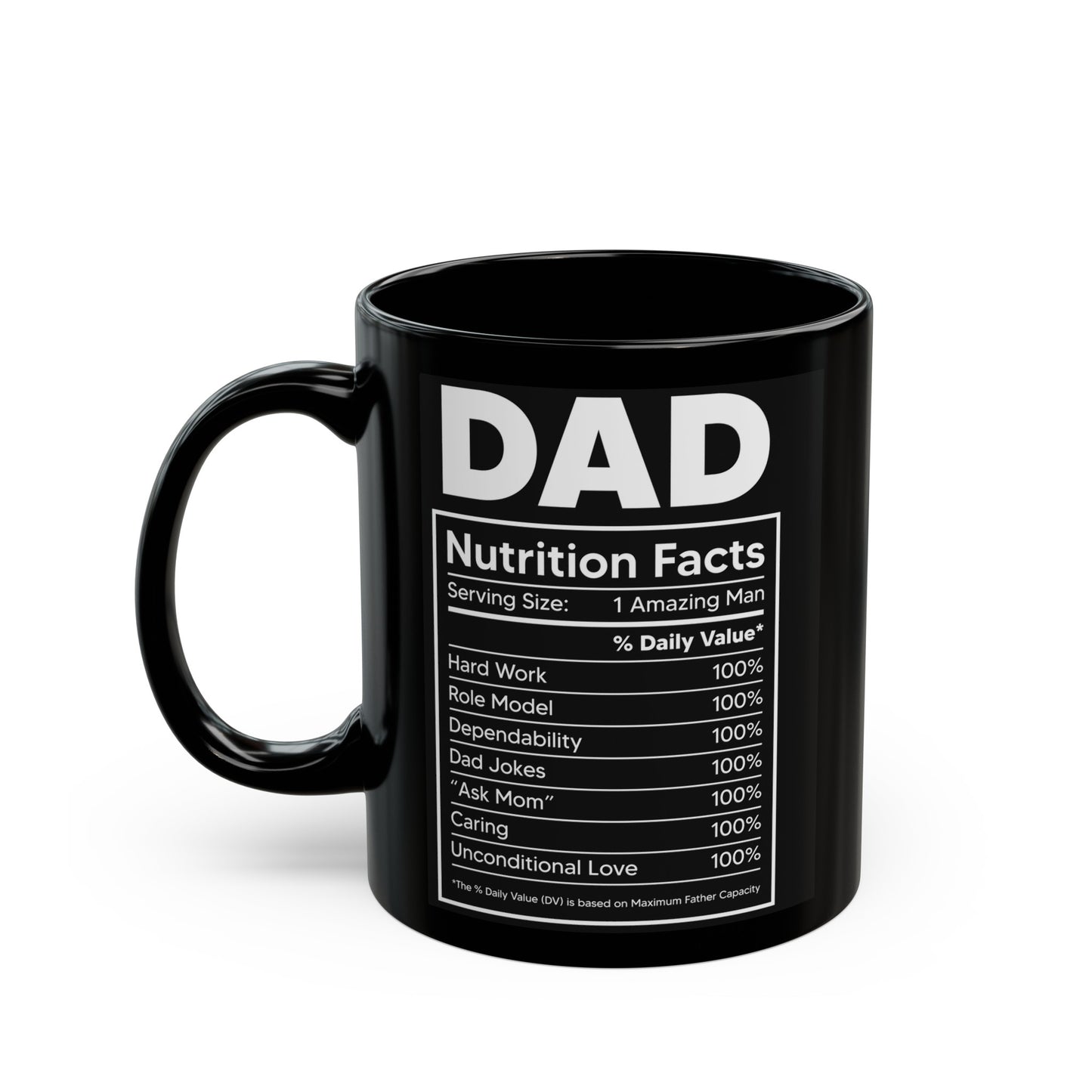 Dad Nutrition Facts Black Mug (11oz, 15oz)