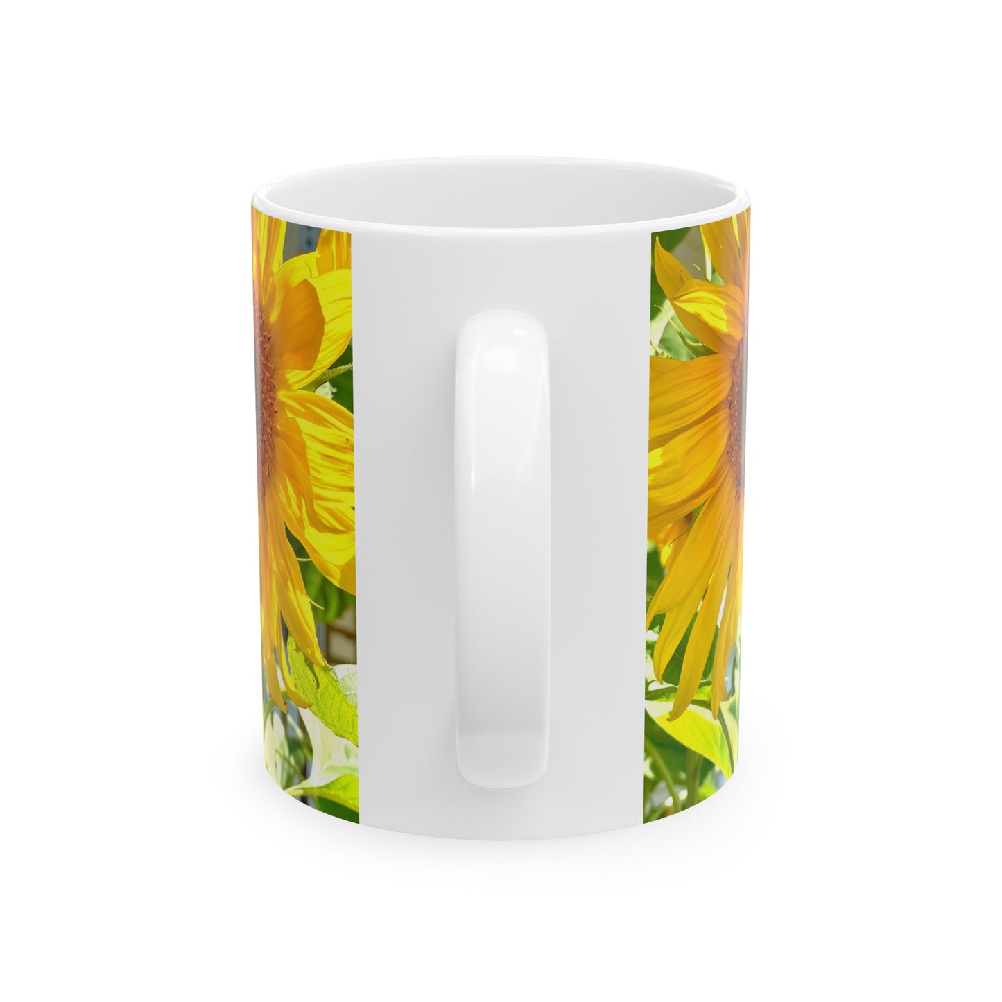 Sunflower with Bee and Ladybug Ceramic Mug, (11oz, 15oz)