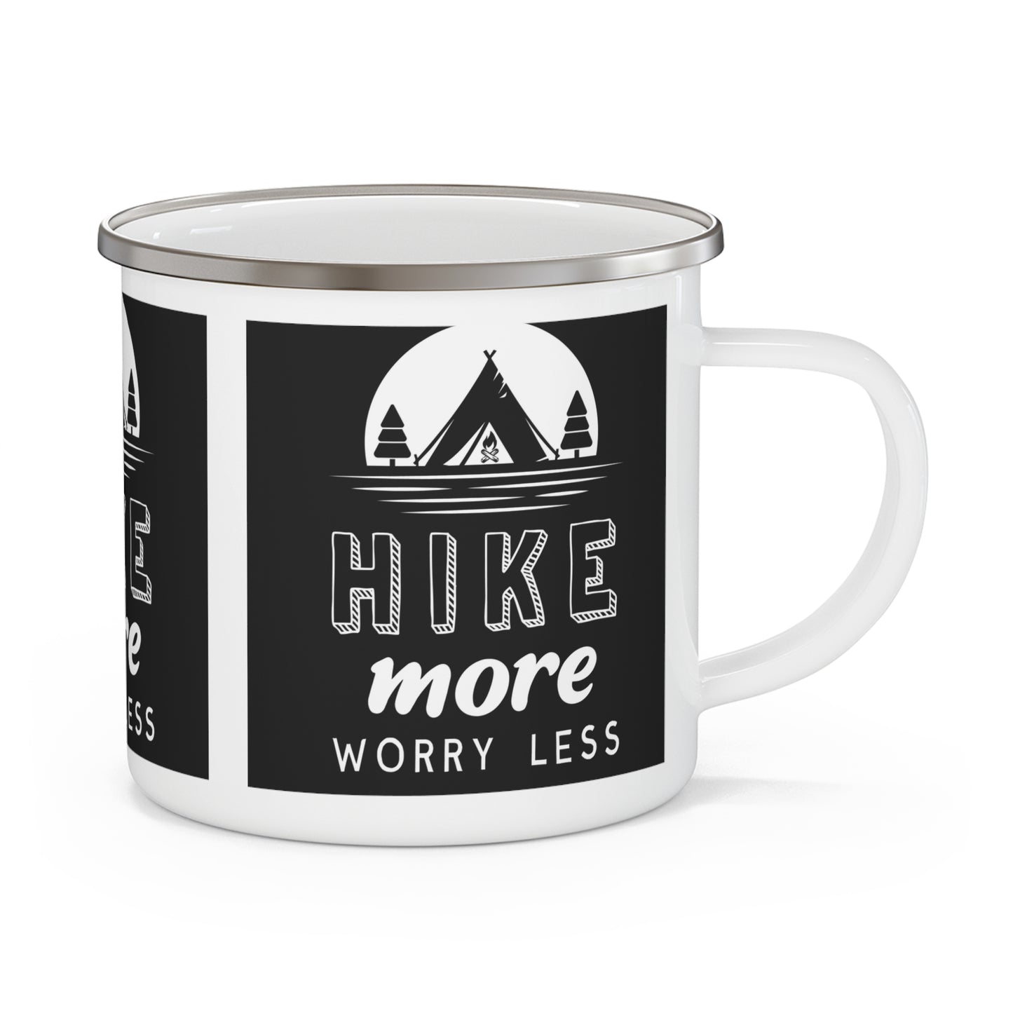 Hike More Worry Less Enamel Camping Mug