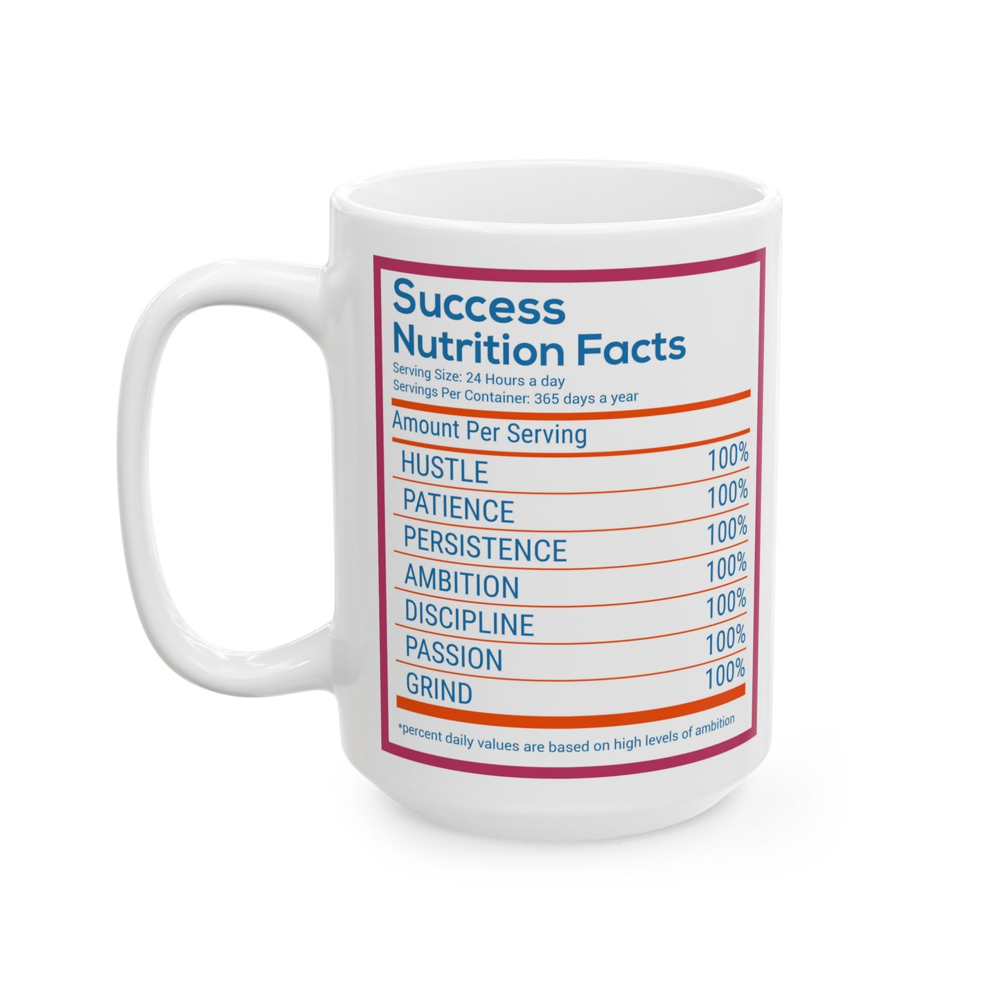 Success Nutrition Facts Ceramic Mug, (11oz, 15oz)