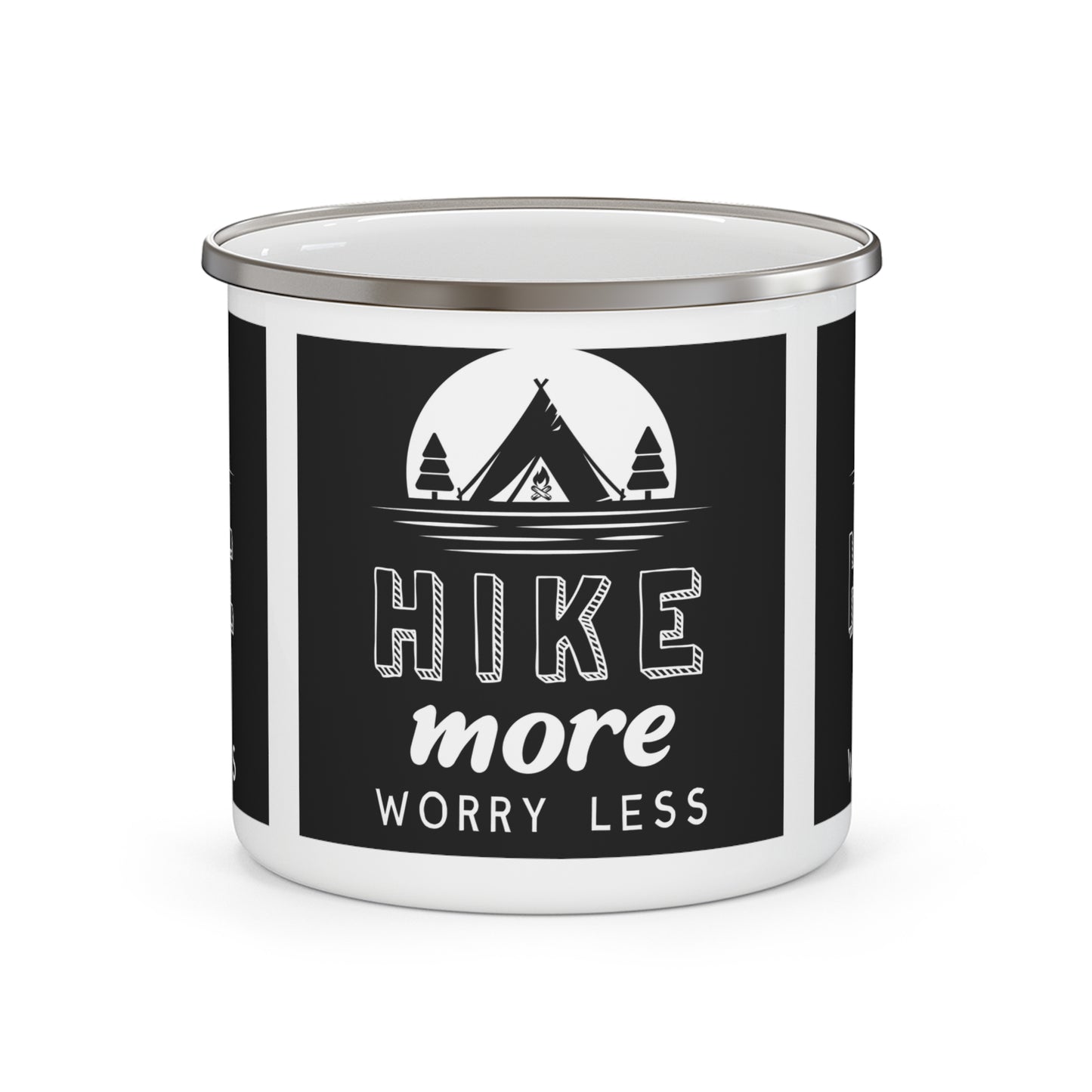 Hike More Worry Less Enamel Camping Mug