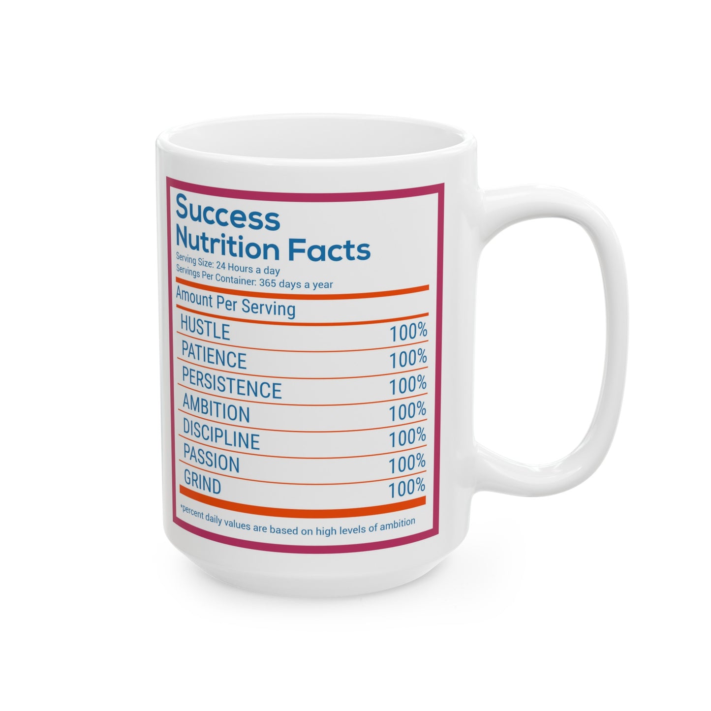 Success Nutrition Facts Ceramic Mug, (11oz, 15oz)
