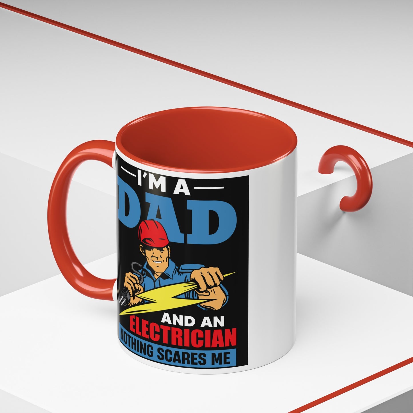Dad And Electrician Accent Coffee Mug, 11oz