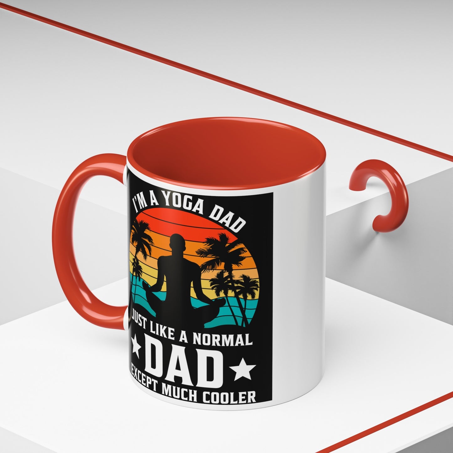Cool Yoga Dad Accent Coffee Mug, 11oz