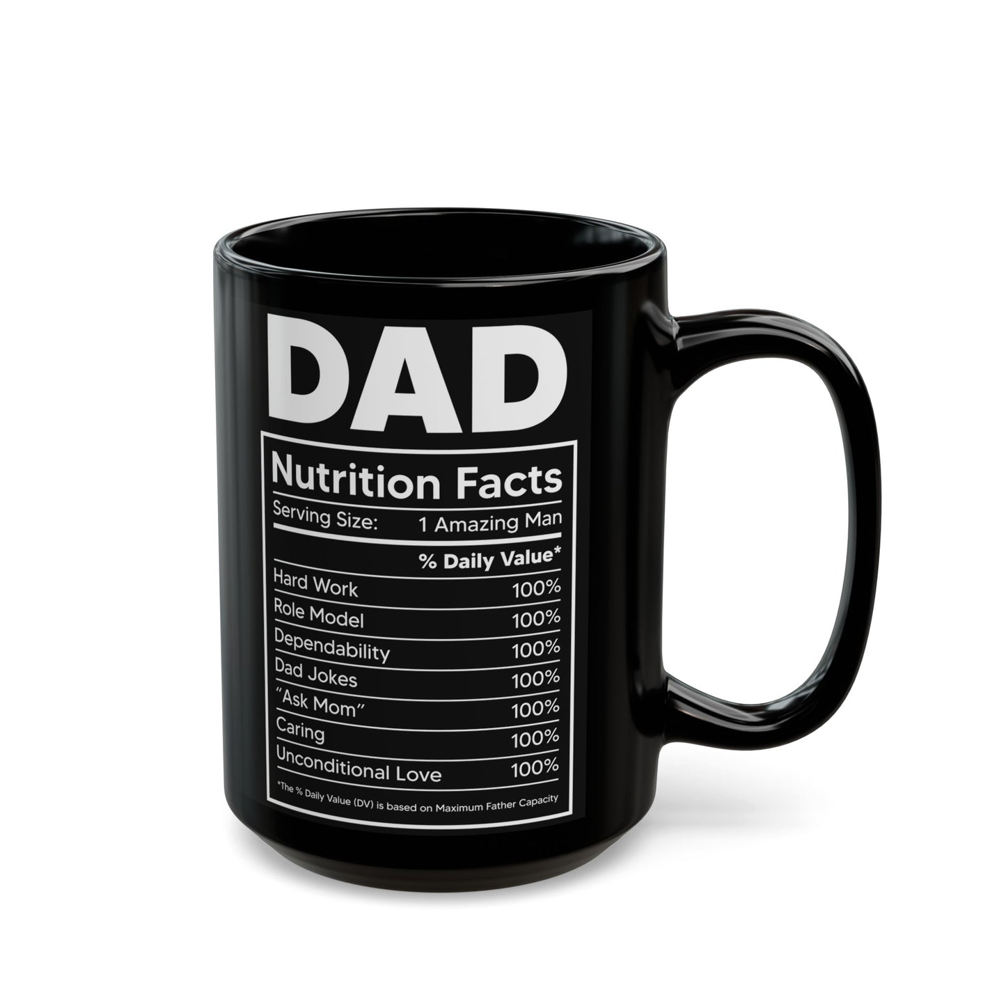 Dad Nutrition Facts Black Mug (11oz, 15oz)