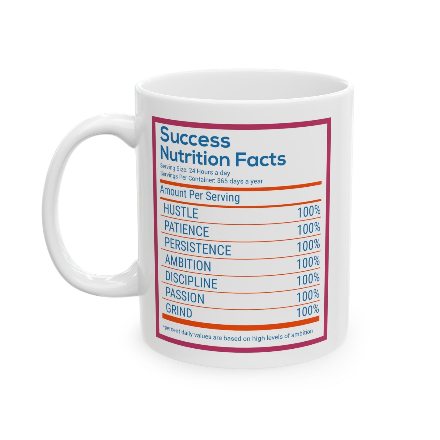 Success Nutrition Facts Ceramic Mug, (11oz, 15oz)