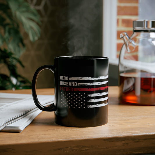 Hero Husband Father Black Mug (11oz, 15oz)