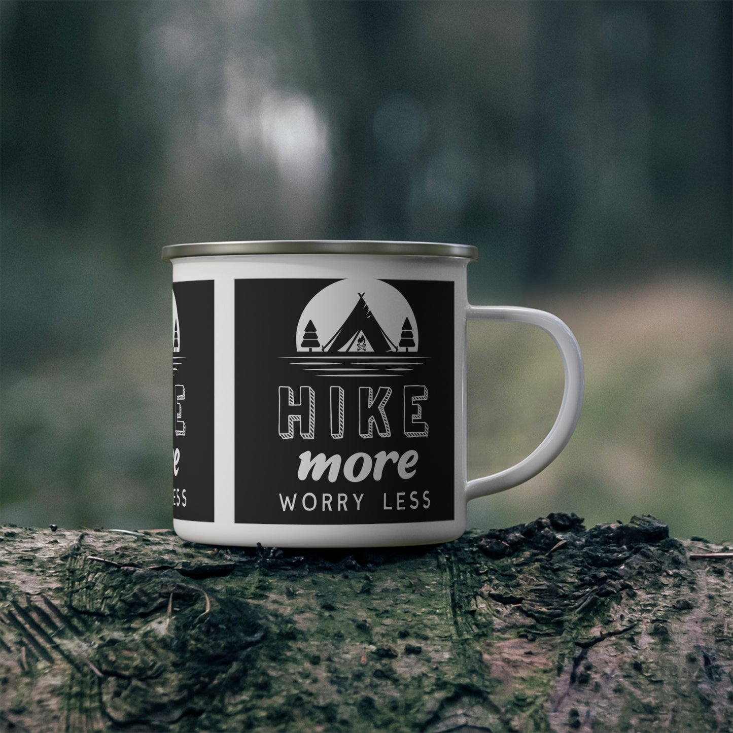 Hike More Worry Less Enamel Camping Mug