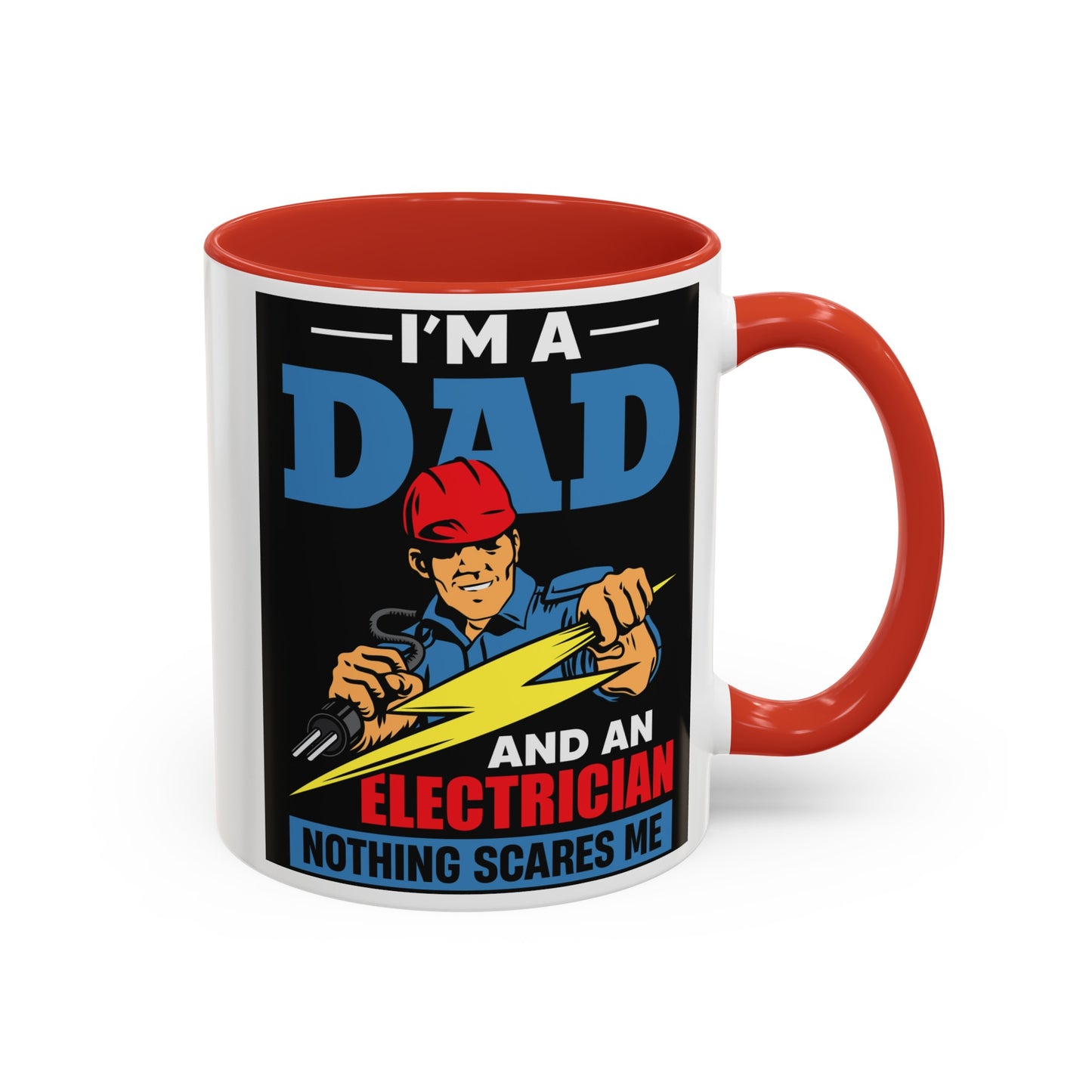 Dad And Electrician Accent Coffee Mug, 11oz