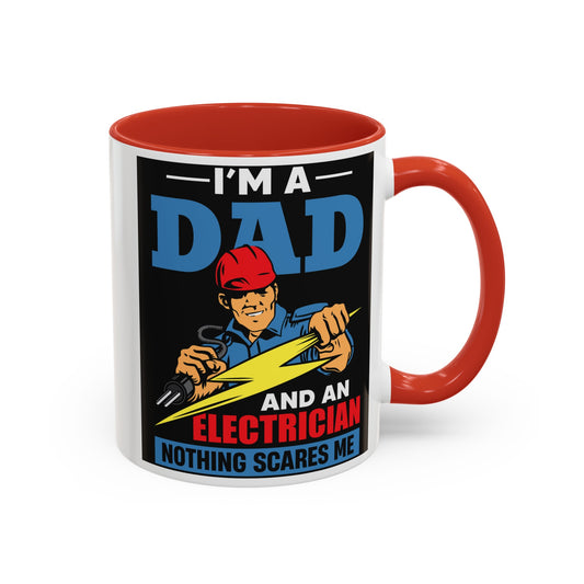 Dad And Electrician Accent Coffee Mug, 11oz