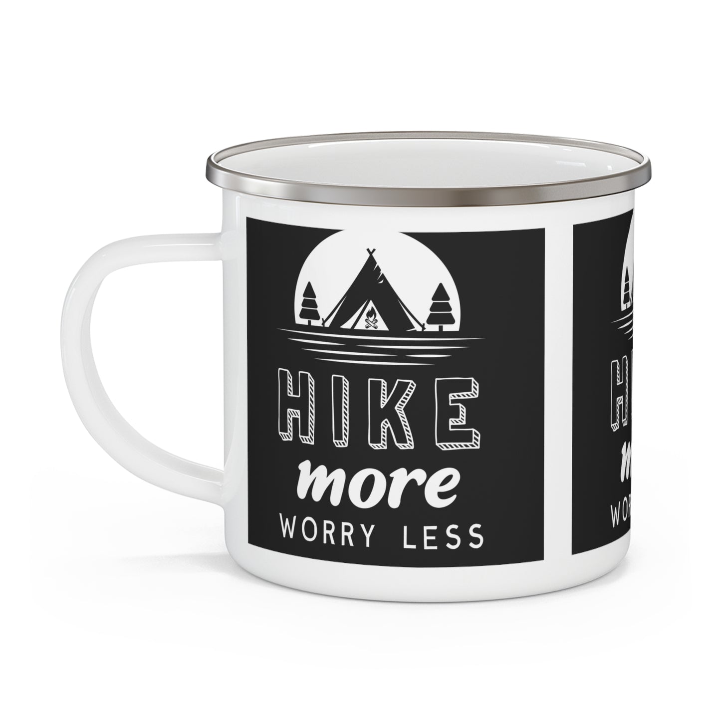Hike More Worry Less Enamel Camping Mug